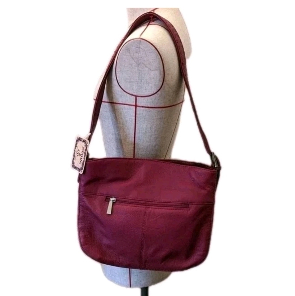NWT STONE & CO. Medium Red Leather Satchel Tote Hobo Shoulder Bag